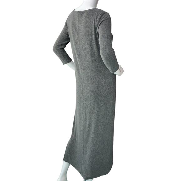 Chicos Womens Size 00 US 2 Heathered Shift Dress Midi Gray Stretch Crew Neck - Picture 8 of 16